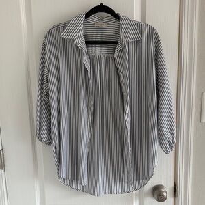 LOFT Blue and White Striped Blouse
